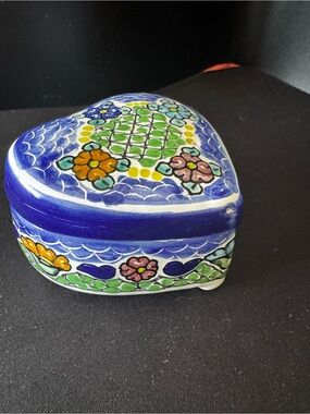 Mexican Folk Art Trinket Box Hand Painted